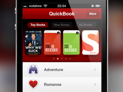 Adventure & Romance app book books ios iphone red webapp