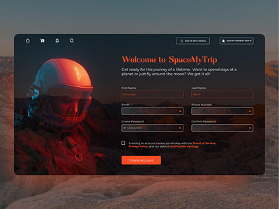 Website Sign Up dailyui dailyui 001 form signup space travel
