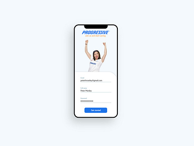 Progressive Insurance Mobile Sign Up: Redesign Concept daily ui dailyui dailyui 001 dailyuichallenge design log in login mobile app mobile design progressive progressive insurance sign up sign up ui ui ui designer uidesign uiux ux