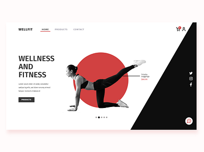 Fitness Website UI black and white clean ui clothes fitness home page landing page minimalism red sports website ui ui design web design website website design