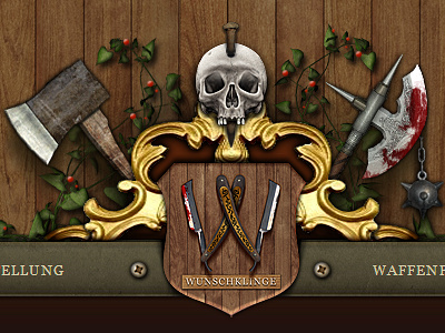 Weapon Header con header larp skull weapons website wood
