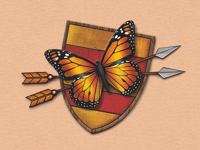 Butterfly Crest tattoo arrow butterfly crest design illustration tattoo