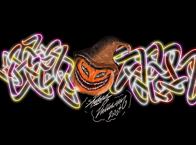 Halloween graffiti Shoker style artwork design graffiti graffiti digital illustration lettering line style mural sketch typography