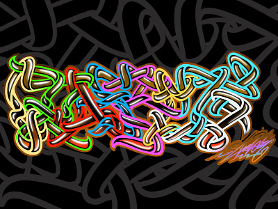 Digital graffiti art lettering Shoker style