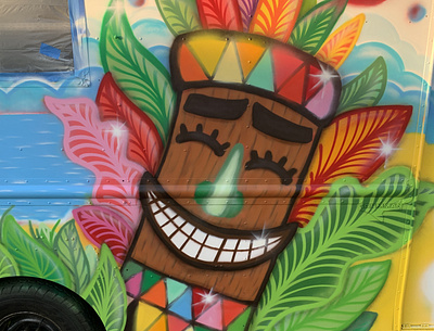 Graffiti Hawaiian totem character by Shoker artwork branding color design graffiti lettering line style mural shoker sketch