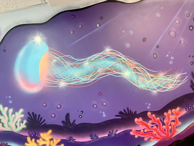 Shoker spray paint jelly fish artwork creature design graffiti jelly lice marine mural ocean sea shoker sketch