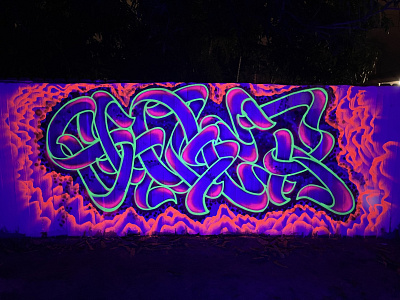 Shoker fluorescent graffiti effect UV light 🔆 artwork design graffiti illustration lettering mural shoker sketch
