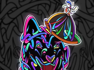 Husky dog art abstract Shoker style design abstract animal artwork colorful design dog husky illustration lines logo mural shoker sketch