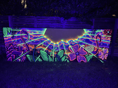 Shoker fluorescent art flamingo land mural artwork design florida fluorescent graffiti graphic design illustration mural shoker sketch spray wall