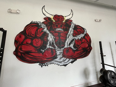 Gym Mural Spray Paint energy Bull