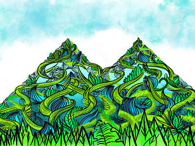 Abstract Mountains sketch design illustration