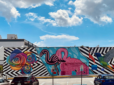 Shoker Art1 Fort Lauderdale Grand Hotel Mural abstract artwork bird flamingo fortlauderdale miami mural paint shoker shoker art1