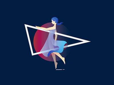 Illustration Girl With A Triangle illustration vector