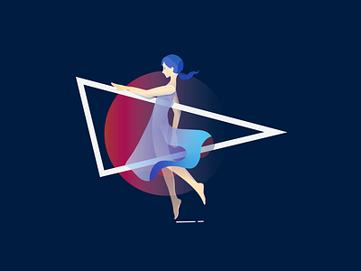 Illustration Girl With A Triangle