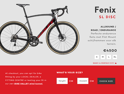 BCF - Wireframe - Product Detail page bicycle bicycle shop bike product detail product page shop size