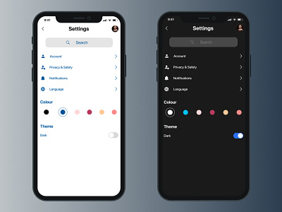 Settings - Service Design Club's UI Marathon (Challenge 5) argentina challenge daily ui dailyui dark dark theme design ios ipohone light mobile setting settings ui uiux user interface