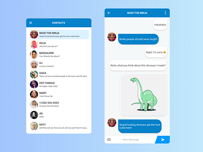 Direct Message- Service Design Club's UI Marathon (Challenge 10) argentina blue challenge chat daily ui dailyui design dinosaur direct message message mobile nicki minaj pop pop stars rihanna ui ui design uiux user interface