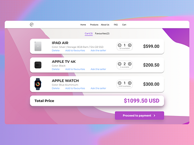 Shopping Cart -Service Design Club's UI Marathon (Challenge 12) apple argentina challenge daily ui dailyui ecommerce mac purple ui uiux user interface violet