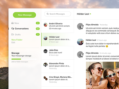 Messenger chat conversations design desktop flat messenger social ui ux web webdesign