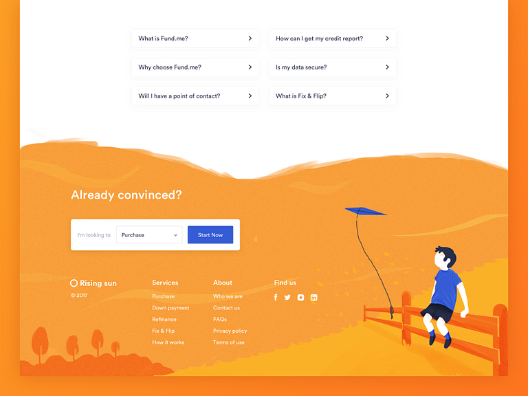 The footer of rising sun by Filipe for Significa on Dribbble