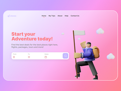 Travel Website Landing Page 3d landingpage search bar simple landing travel page travel website travelwebsite ui ui design