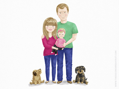 Home is where the heart is baby cute dad digital painting dogs family home illustration love mom pets portrait