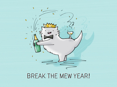 Break The Mew Year! animals bowties cats celebration champagne drawing drinks holiday illustration kardashian meow nye