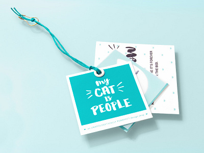 My Cat Is People ~ Clothing Tags aqua cats clothing tags cute branding fashion hang tags print design styled photography teal