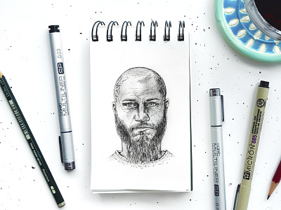 Ragnar Lothbrok drawing history illustration pen and paper portrait ragnar lothbrok sketchbook television vikings