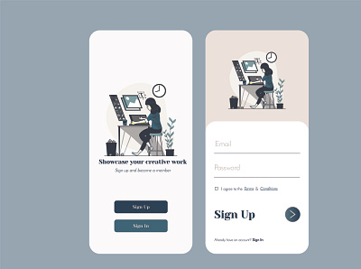 Sign In / Sign up UI animation app art illustration minimal ui ux vector