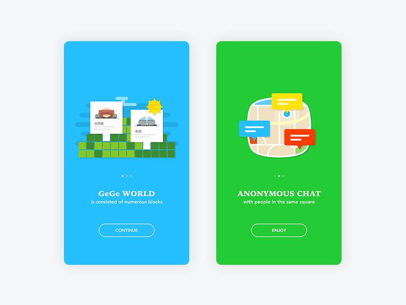 Intro Screens GeGe App by rosejay on Dribbble