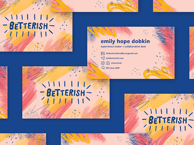 Betterish blog branding bubbly business cards cards color colorful fun identity illustration logo pattern