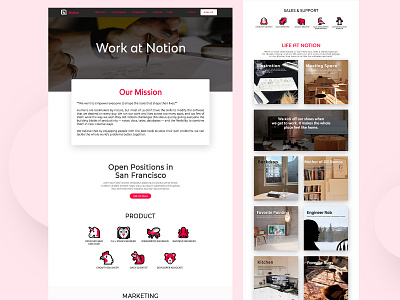 Work at Notion Webpage Redesign