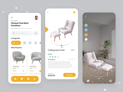 Furniture e-commerce App UI Concept app design decoration ecommerce furniture furniture app ui sofa ui uiux