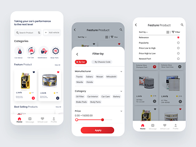 Ecommerce Filter and Sorting App UI Design