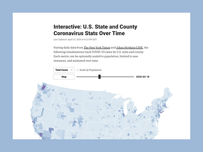 U.S. State and County Coronavirus Stats Over Time chart coronavirus data data viz dataviz graph map new york visualization