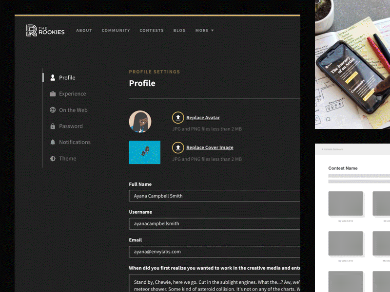 The Rookies: Case Study animation case study dark illustration interface portfolio ui ux web design