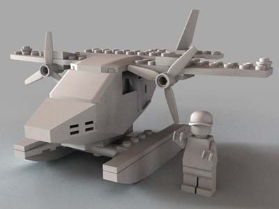 Lego plane - greyscale render