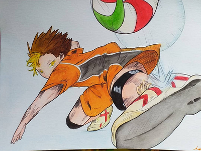 Nishinoya fan art anime animeart art artwork fanart illustration nishinoya nishinoyayuu noya watercolor watercolor art watercolor painting