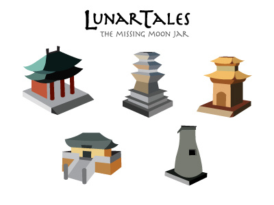 Lunar Tales Isometric Forms app buildings concept game isometric korea landmarks mobile prototype
