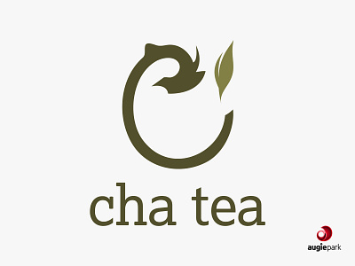 Logo for small tea shop cup design graphic green illustration leaf letter c lettering logo pun tea vector visual