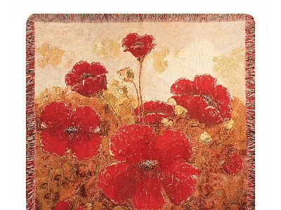 GARDEN RED POPPIES AFGHAN THROW