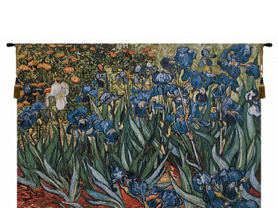 IRISES IN GARDEN BELGIAN WALL TAPESTRY