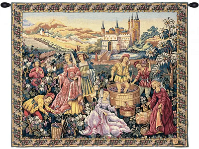 VENDANGES AU CHATEAU FRENCH WALL TAPESTRY