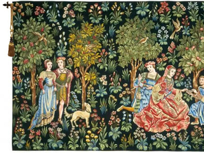 SCENES GALLANTES WITHOUT BORDER FRENCH WALL TAPESTRY