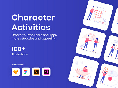 100+ Character Activities Illustrations characters daily activities illustrations vectors