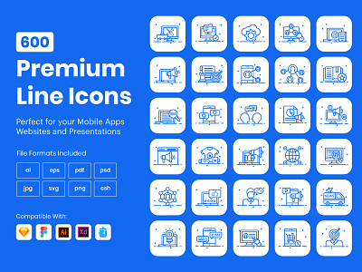 600 Premium Outline Icons