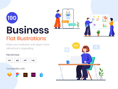 190 Flat Business Illustrations business illustration flat design illustration flat illustration flat vector vector vector illustration vectors