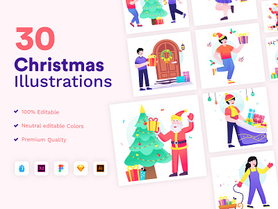 Christmas Illustrations – Flat Vectors