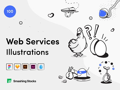 100 Web Services Illustrations time